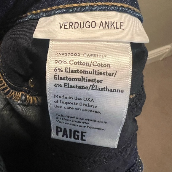 Paige Verdugo Ankle Jeans, Size 26 - Picture 2 of 4